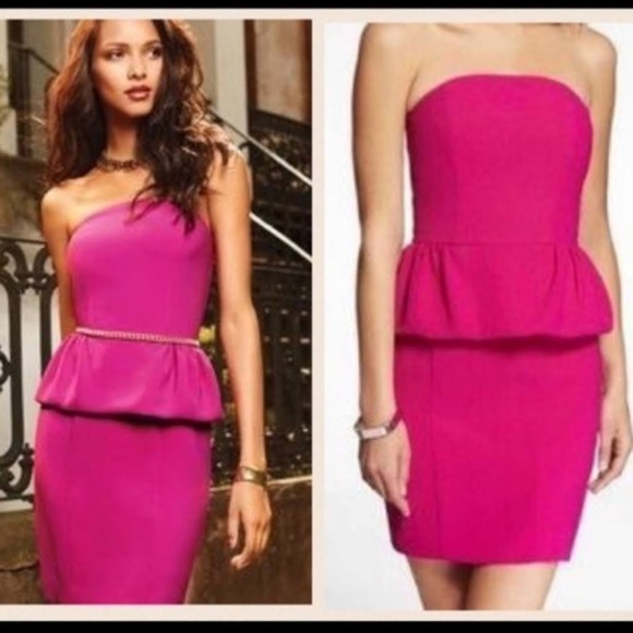 Express magenta peplum strapless dress size 4! - Picture 3 of 3